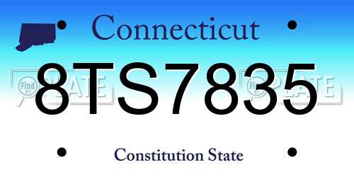 8TS7835 Connecticut License Plate