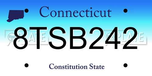 8TSB242 Connecticut License Plate