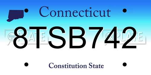 8TSB742 Connecticut License Plate