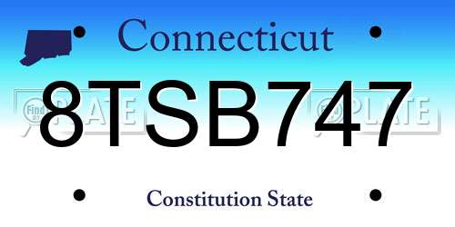 8TSB747 Connecticut License Plate