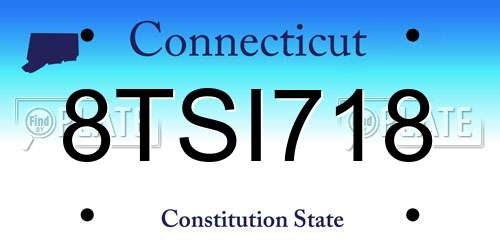 8TSI718 Connecticut License Plate