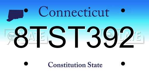 8TST392 Connecticut License Plate