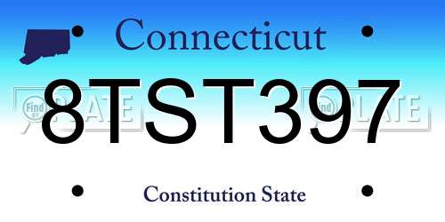 8TST397 Connecticut License Plate