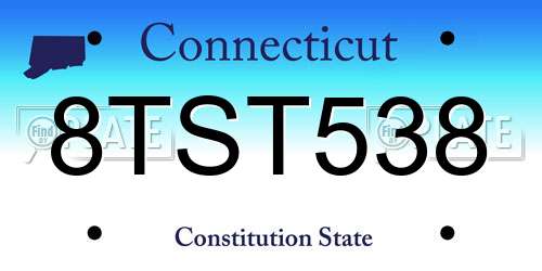 8TST538 Connecticut License Plate