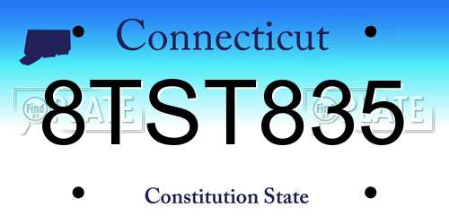 8TST835 Connecticut License Plate