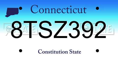 8TSZ392 Connecticut License Plate