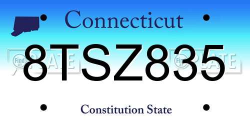 8TSZ835 Connecticut License Plate