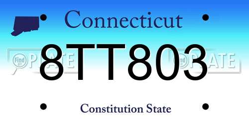8TT803 Connecticut License Plate