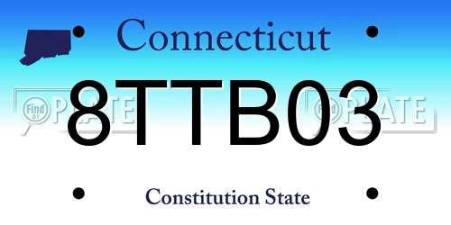 8TTB03 Connecticut License Plate
