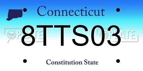 8TTS03 Connecticut License Plate