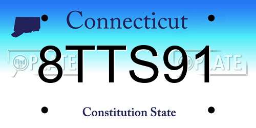 8TTS91 Connecticut License Plate