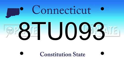 8TU093 Connecticut License Plate