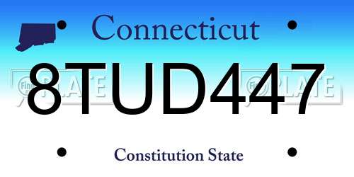 8TUD447 Connecticut License Plate