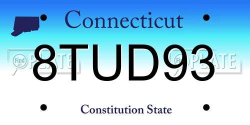 8TUD93 Connecticut License Plate