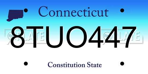 8TUO447 Connecticut License Plate