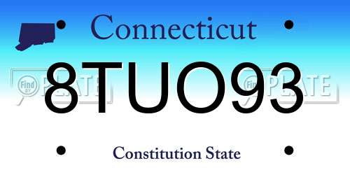 8TUO93 Connecticut License Plate