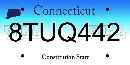8TUQ442 Connecticut License Plate
