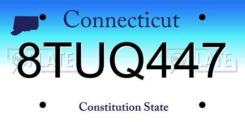 8TUQ447 Connecticut License Plate