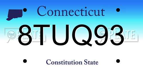 8TUQ93 Connecticut License Plate