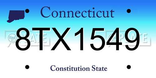 8TX1549 Connecticut License Plate