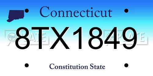 8TX1849 Connecticut License Plate