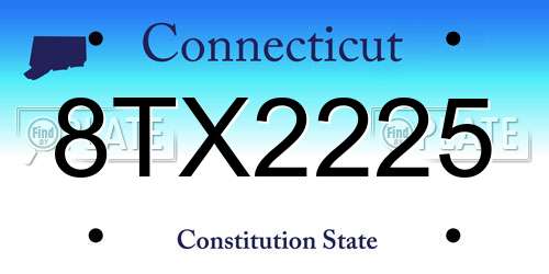 8TX2225 Connecticut License Plate