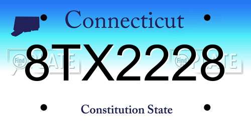 8TX2228 Connecticut License Plate