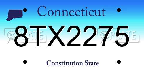 8TX2275 Connecticut License Plate