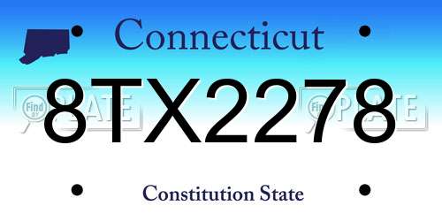 8TX2278 Connecticut License Plate