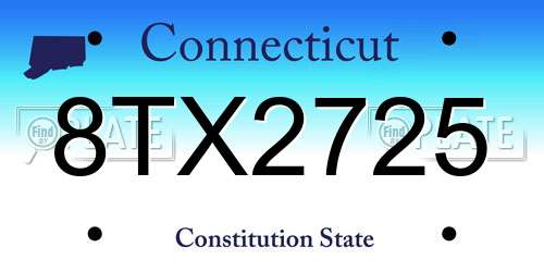 8TX2725 Connecticut License Plate