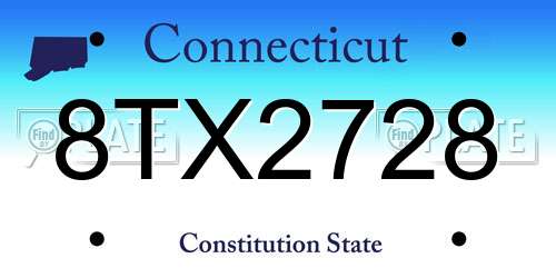 8TX2728 Connecticut License Plate