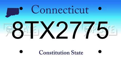 8TX2775 Connecticut License Plate