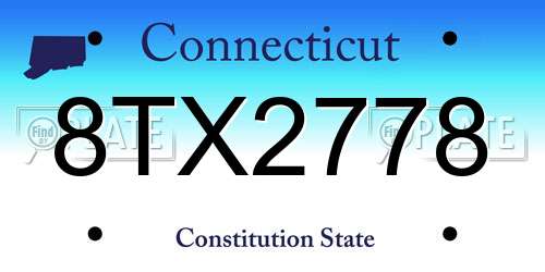 8TX2778 Connecticut License Plate
