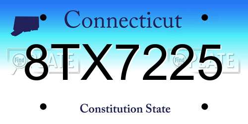 8TX7225 Connecticut License Plate