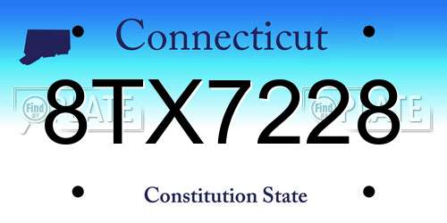 8TX7228 Connecticut License Plate