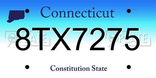 8TX7275 Connecticut License Plate
