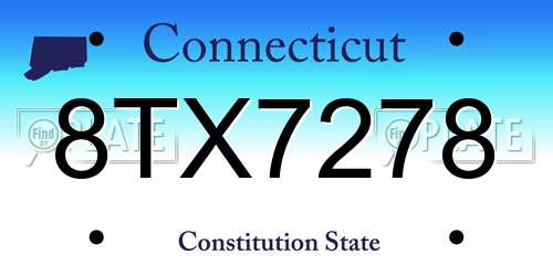 8TX7278 Connecticut License Plate