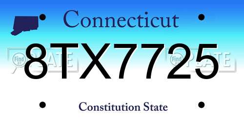 8TX7725 Connecticut License Plate