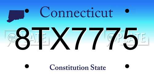 8TX7775 Connecticut License Plate