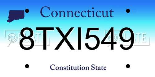 8TXI549 Connecticut License Plate
