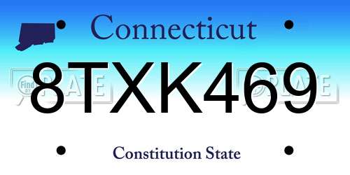 8TXK469 Connecticut License Plate