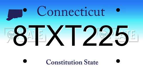 8TXT225 Connecticut License Plate
