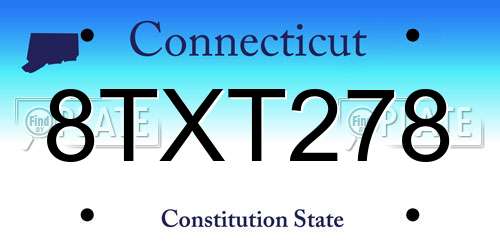 8TXT278 Connecticut License Plate