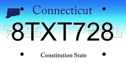 8TXT728 Connecticut License Plate