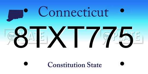 8TXT775 Connecticut License Plate