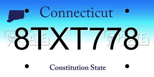 8TXT778 Connecticut License Plate