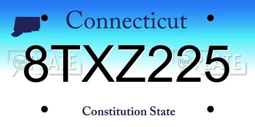 8TXZ225 Connecticut License Plate
