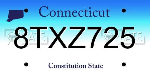 8TXZ725 Connecticut License Plate