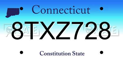 8TXZ728 Connecticut License Plate