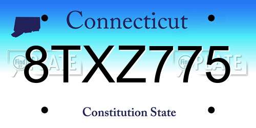 8TXZ775 Connecticut License Plate